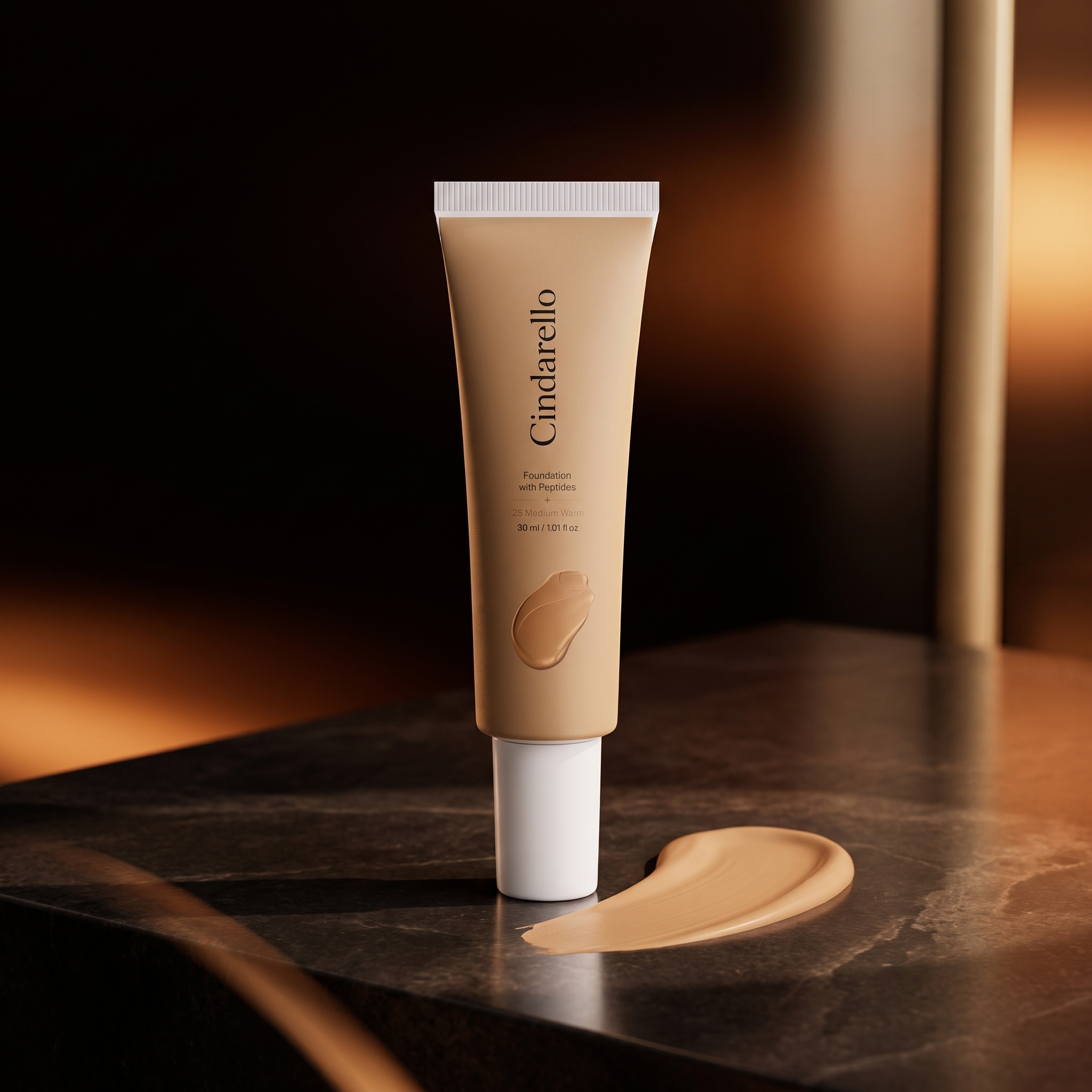 Cindarello Midnight Veil™ Foundation with Peptides — 25 Medium Warm, 30 ml