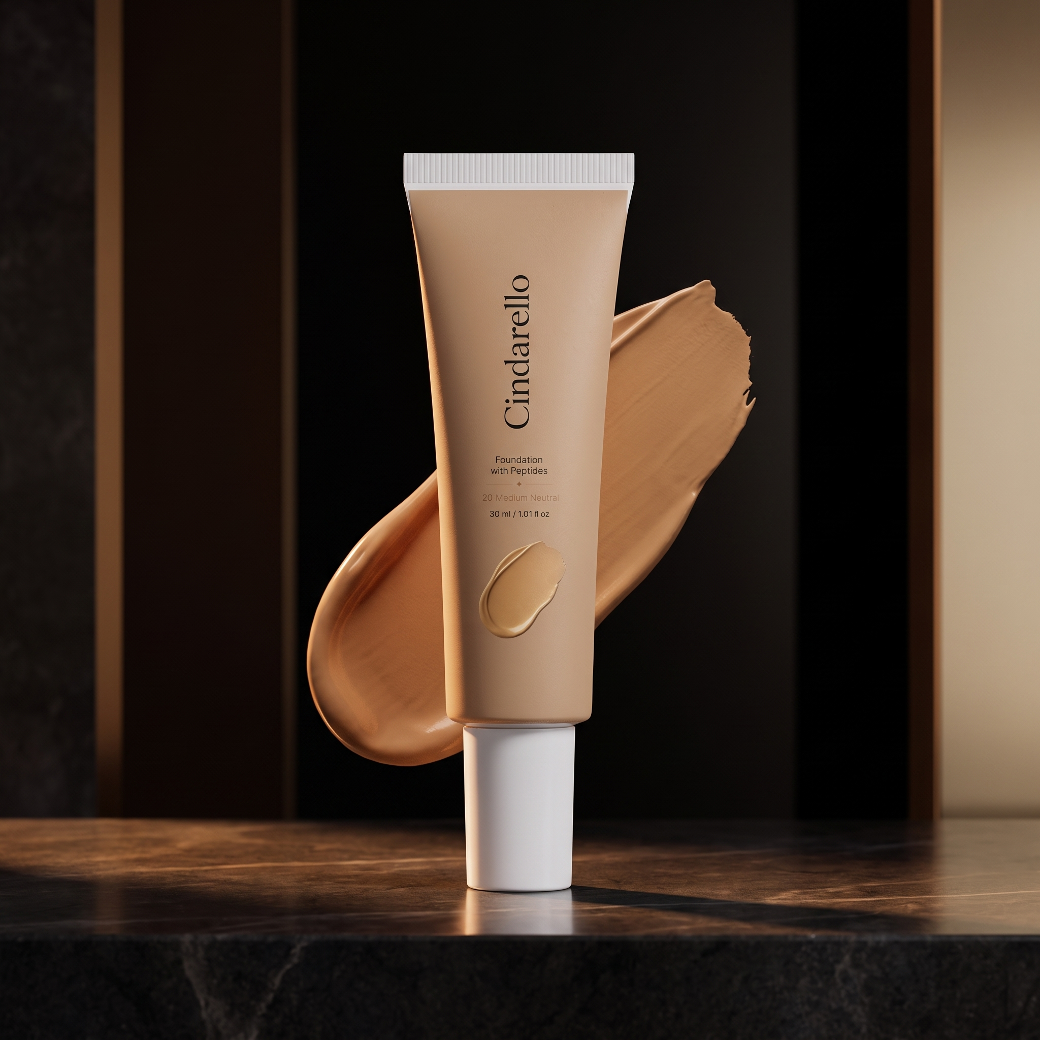 Cindarello Midnight Veil™ Foundation with Peptides — 20 Medium Neutral, 30 ml