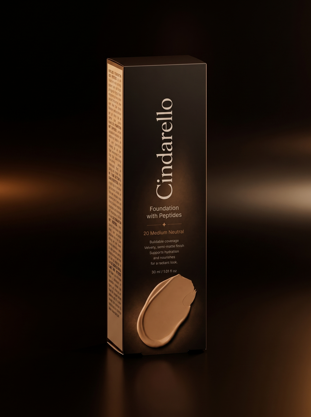 Cindarello Midnight Veil™ Foundation with Peptides — 20 Medium Neutral, 30 ml