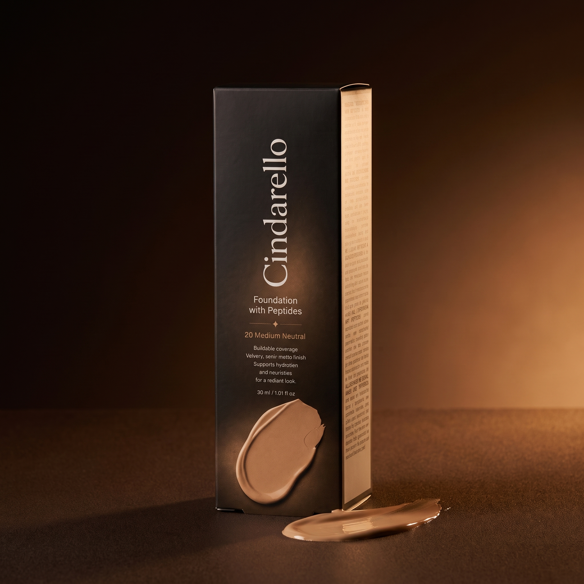 Cindarello Midnight Veil™ Foundation with Peptides — 20 Medium Neutral, 30 ml