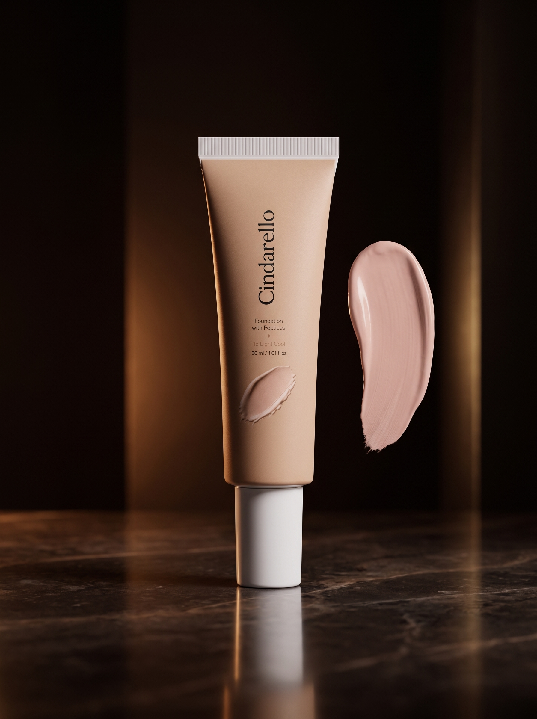 Cindarello Midnight Veil™ Foundation with Peptides — 15 Light Cool, 30 ml