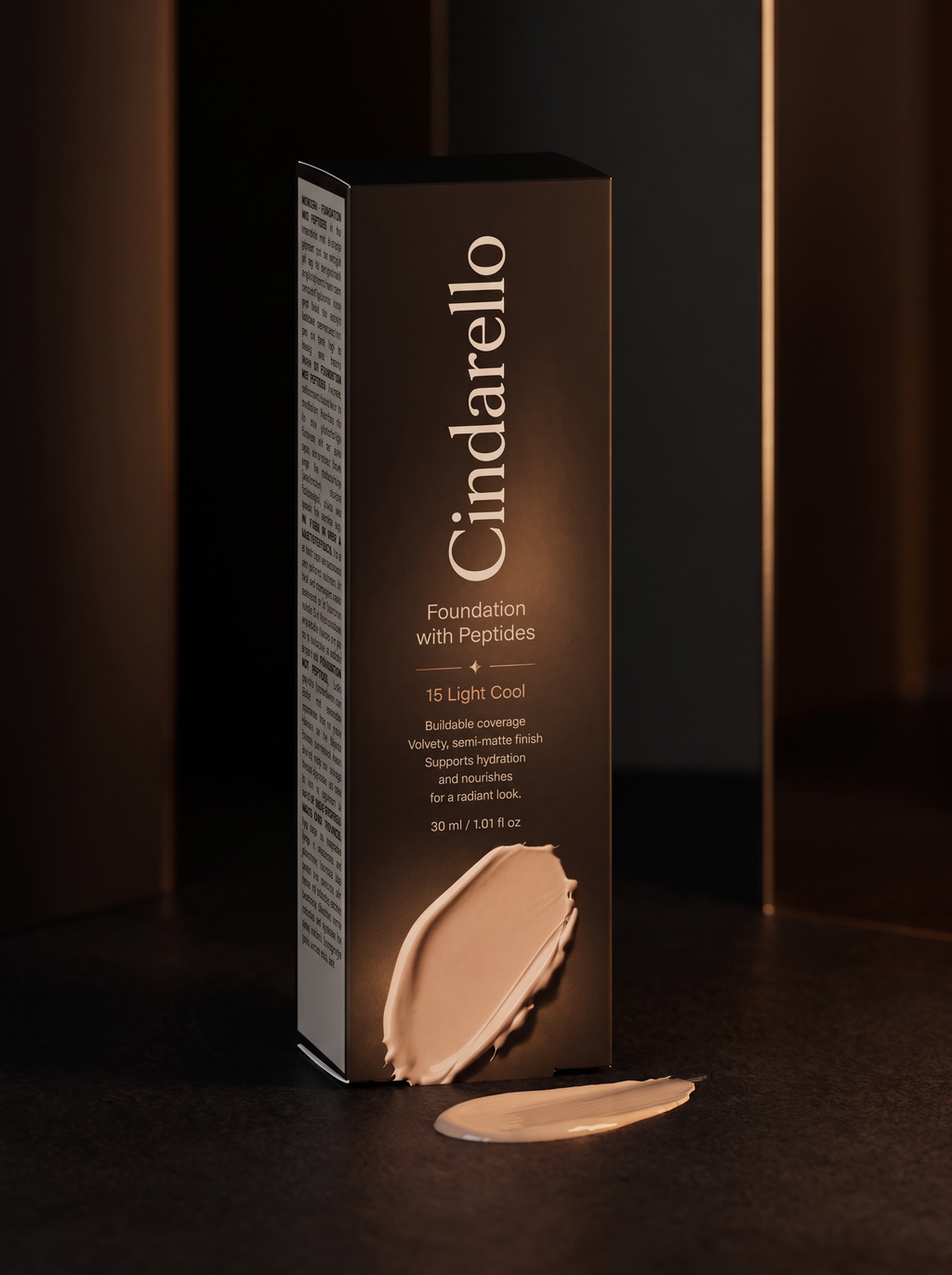 Cindarello Midnight Veil™ Foundation with Peptides — 15 Light Cool, 30 ml