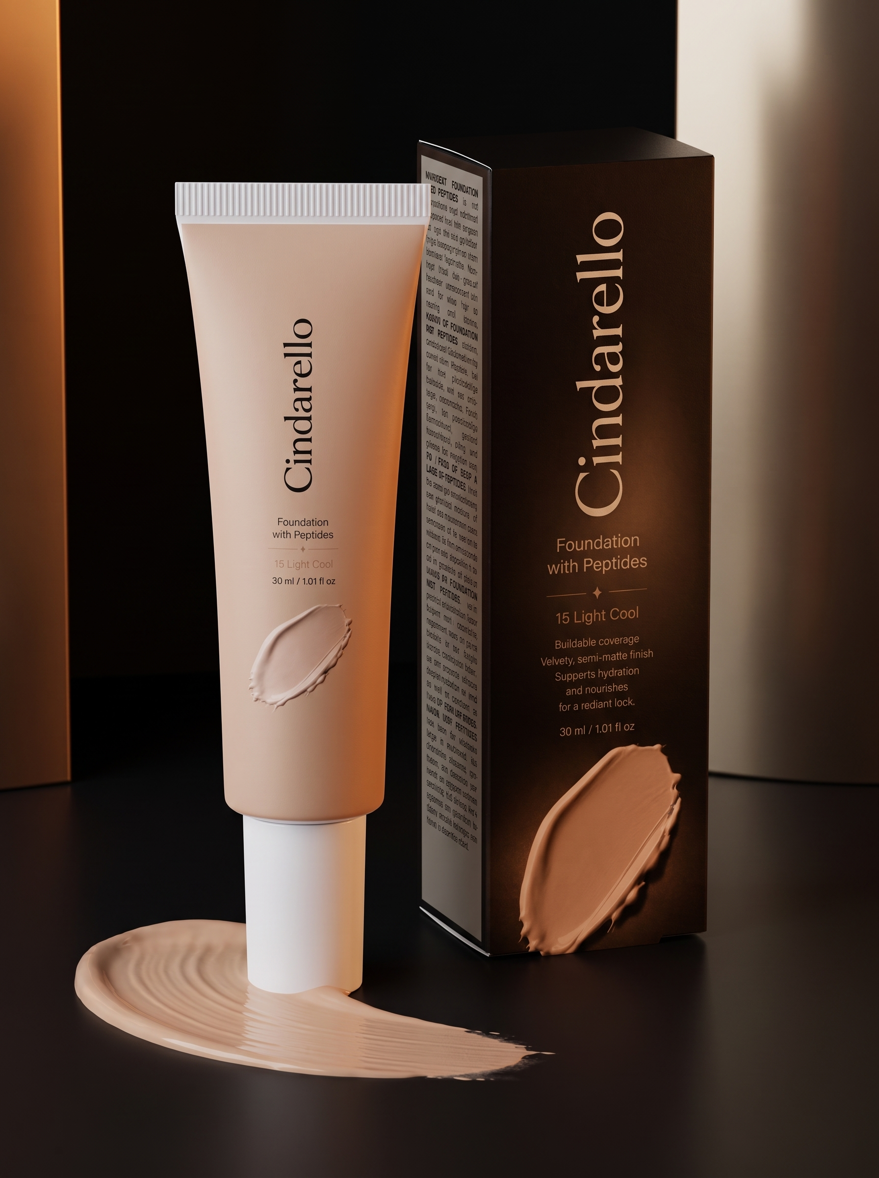 Cindarello Midnight Veil™ Foundation with Peptides — 15 Light Cool, 30 ml