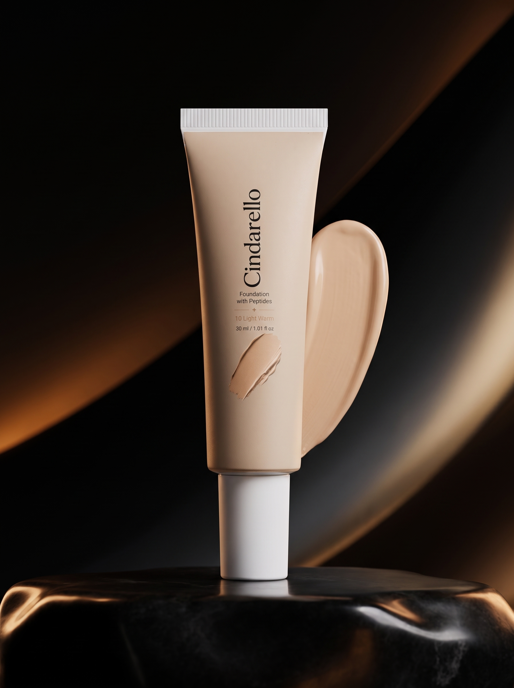 Cindarello Midnight Veil™ Foundation with Peptides — 10 Light Warm, 30 ml