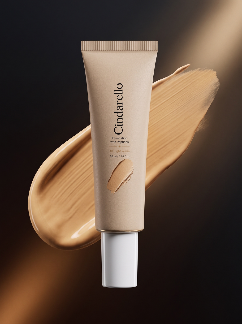 Cindarello Midnight Veil™ Foundation with Peptides — 10 Light Warm, 30 ml