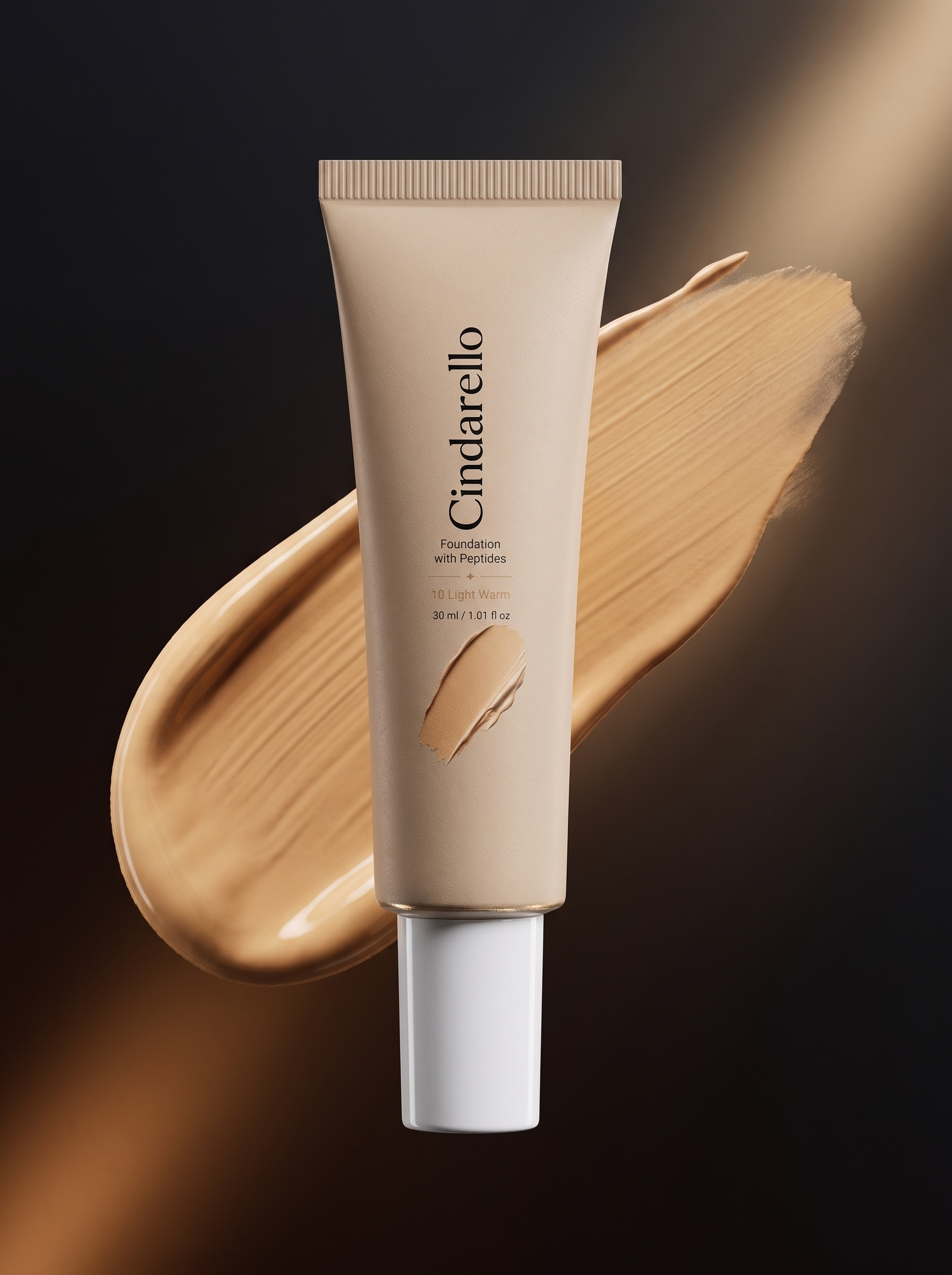 Cindarello Midnight Veil™ Foundation with Peptides — 10 Light Warm, 30 ml