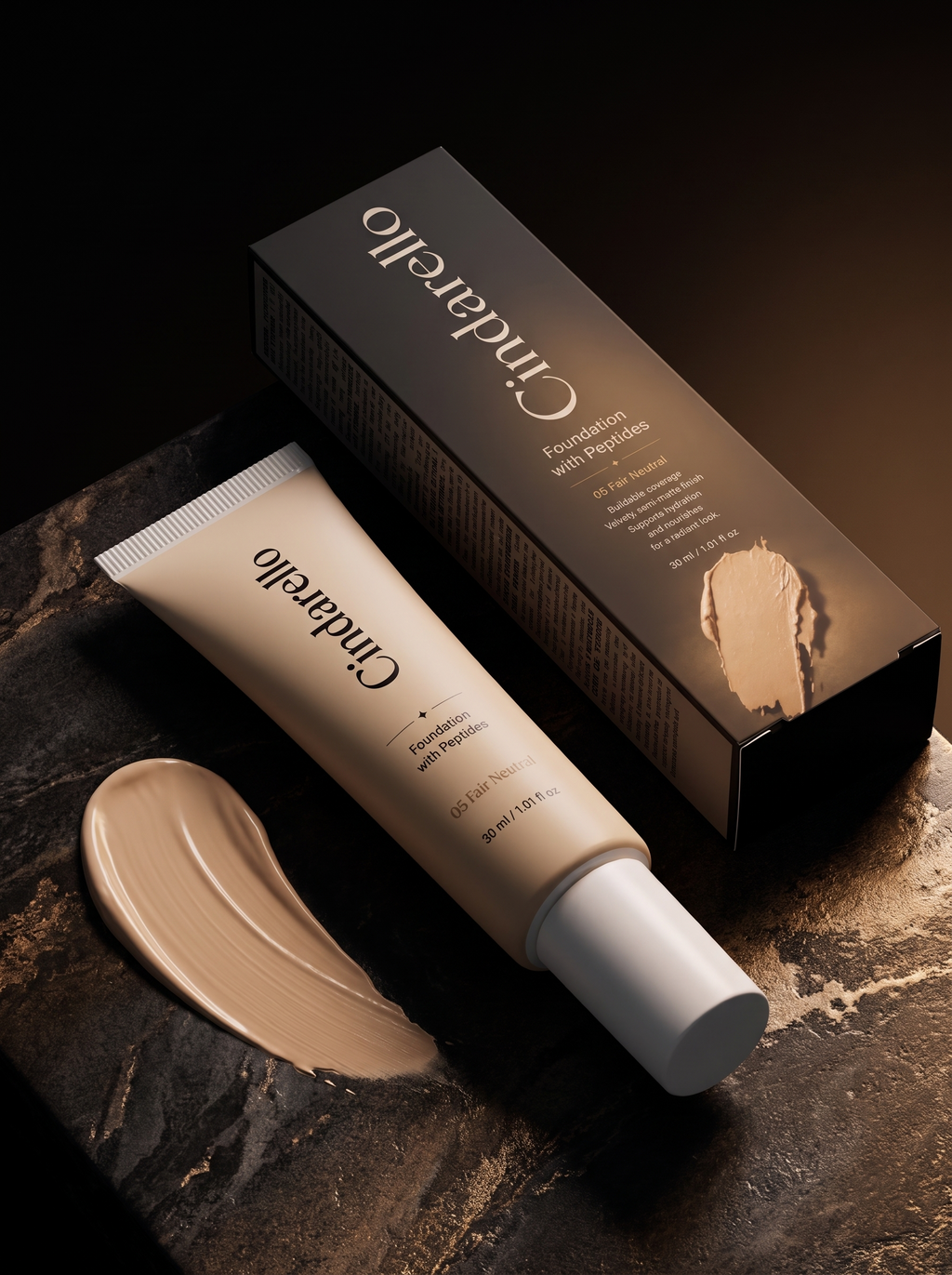 Cindarello Midnight Veil™ Foundation with Peptides — 05 Fair Neutral, 30 ml