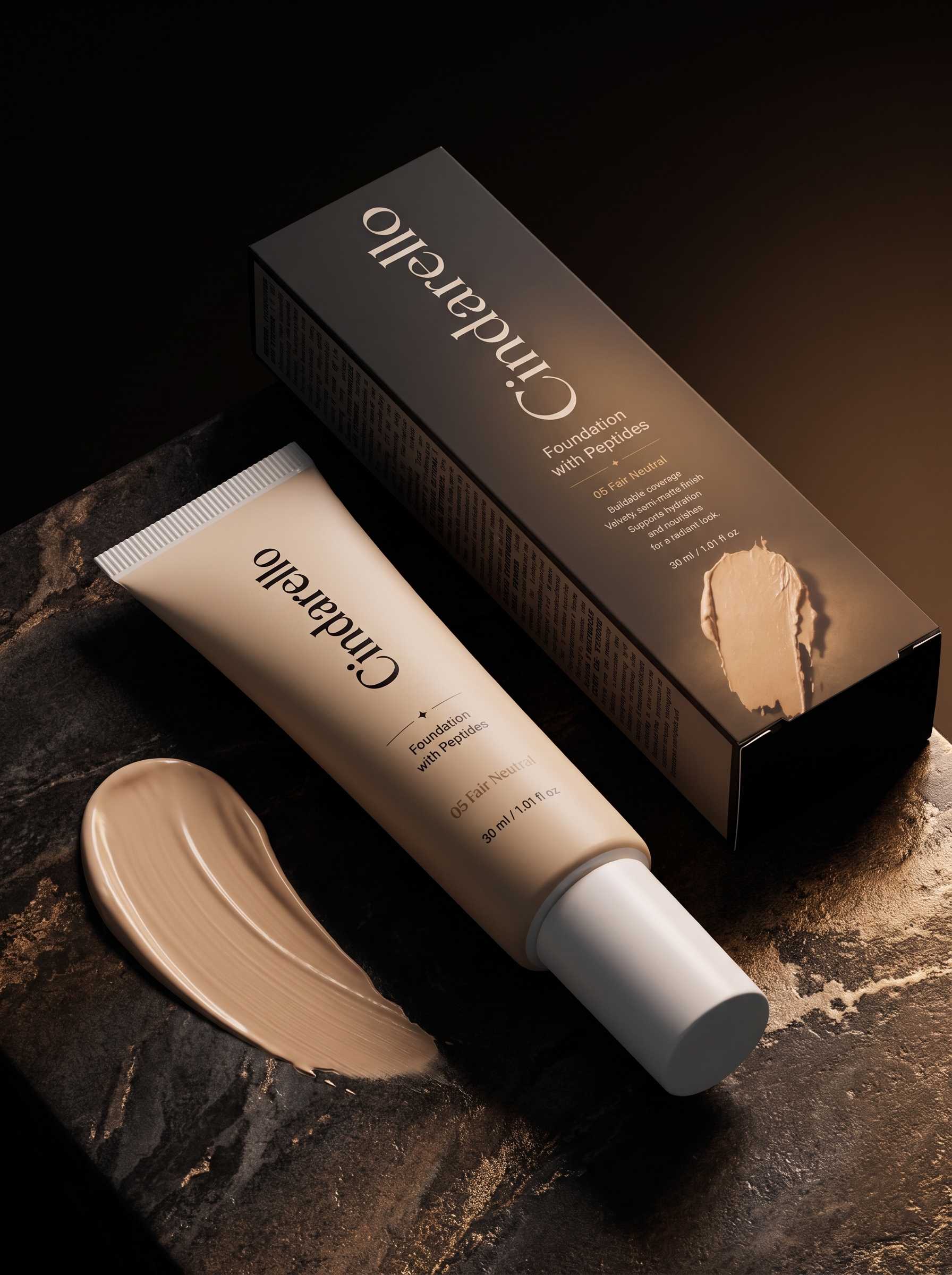 Cindarello Midnight Veil™ Foundation with Peptides — 05 Fair Neutral, 30 ml