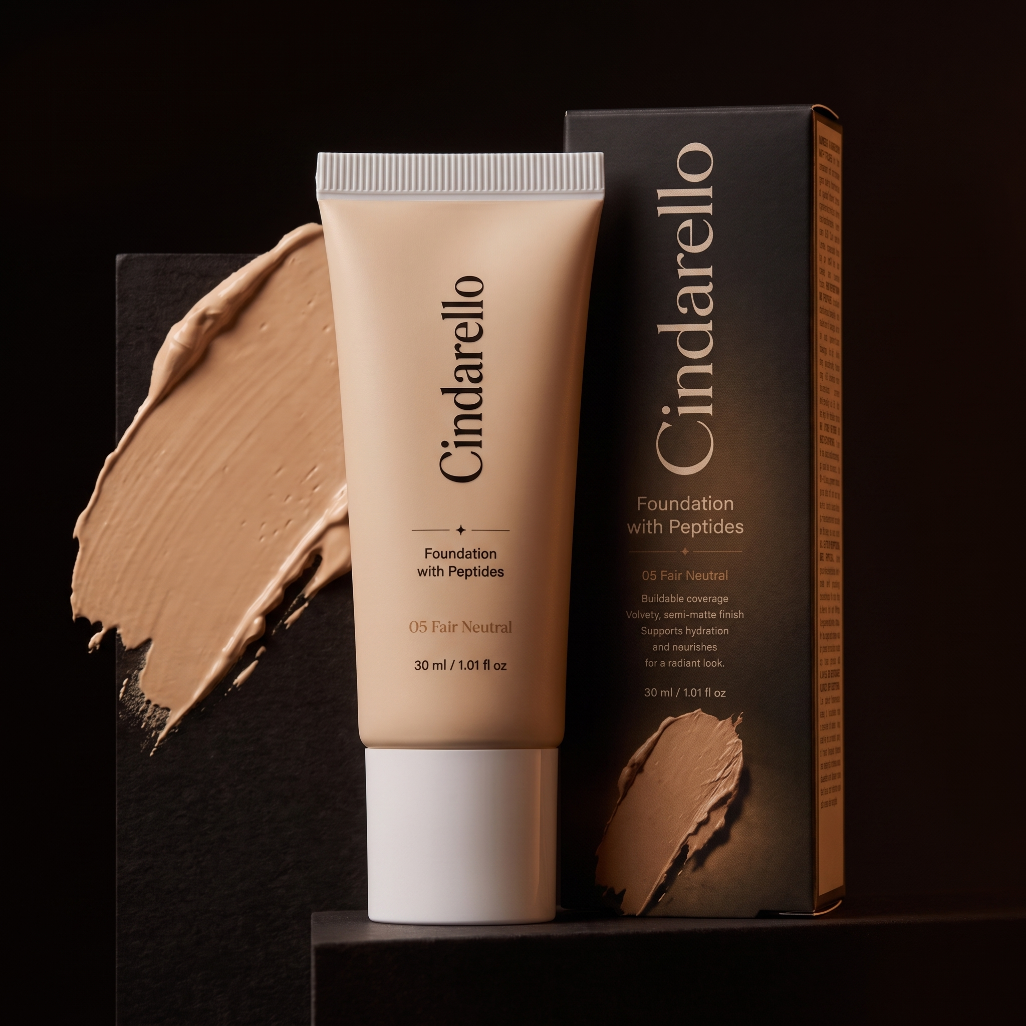 Cindarello Midnight Veil™ Foundation with Peptides — 05 Fair Neutral, 30 ml