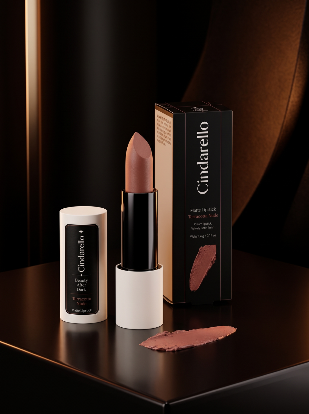 Cindarello Beauty After Dark™ Matte Lipstick — Terracotta Nude, 4 g