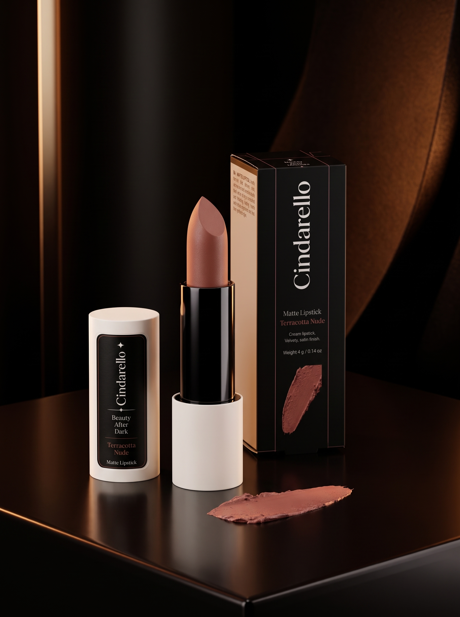 Cindarello Beauty After Dark™ Matte Lipstick — Terracotta Nude, 4 g