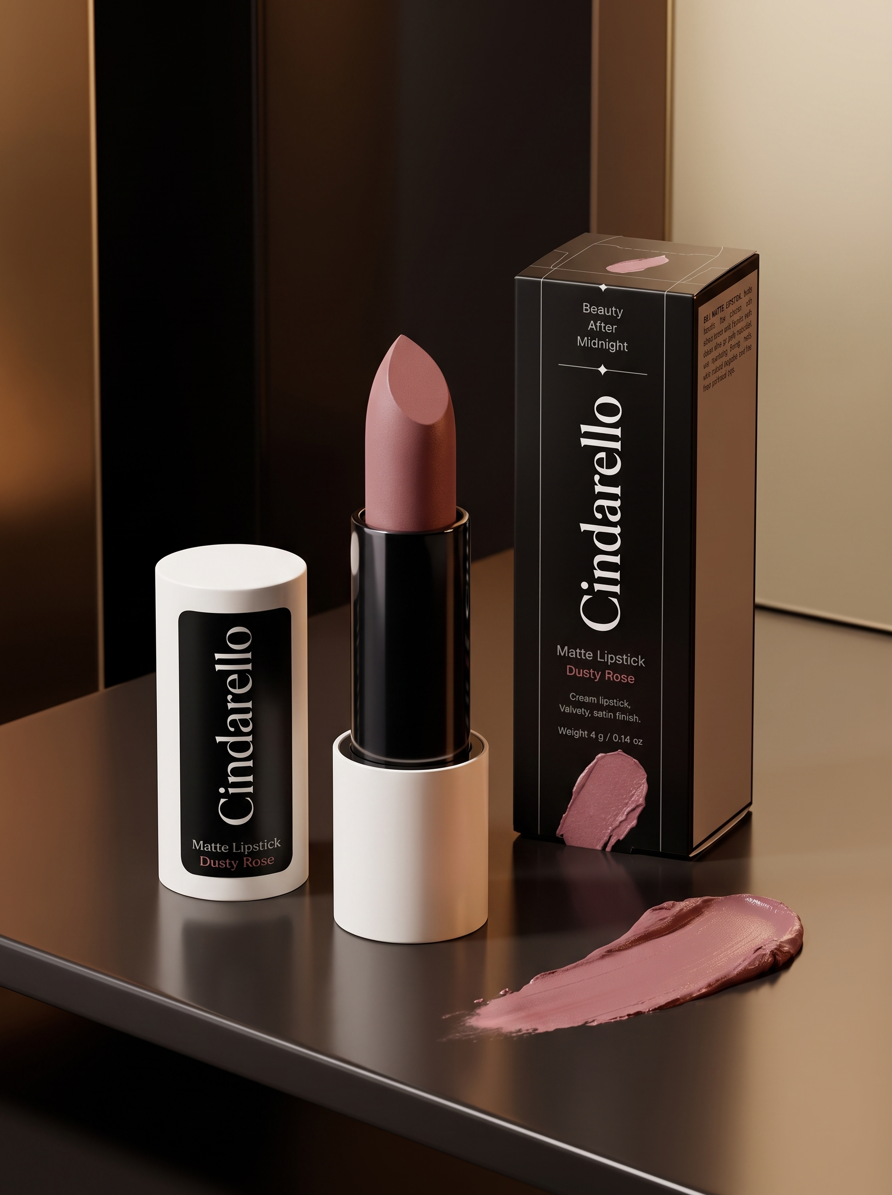 Cindarello Beauty After Midnight™ Matte Lipstick — Dusty Rose, 4 g