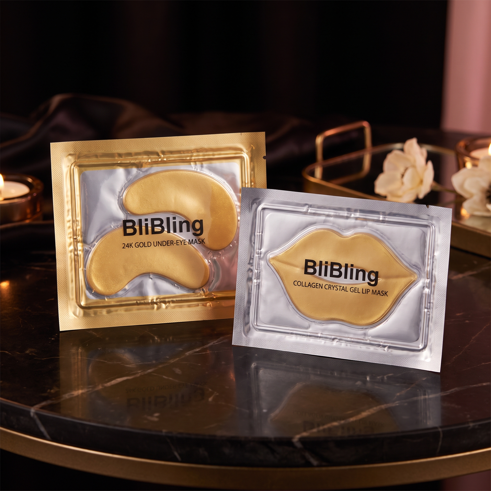 BliBling 24K Gold Eye & Collagen Lip Mask Set — 30 Treatments | Cindarello Selection
