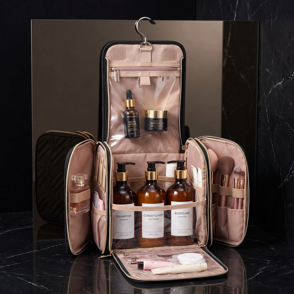 Midnight Vanity™ Hanging Travel Toiletry Bag — Large Capacity | Cindarello Selection
