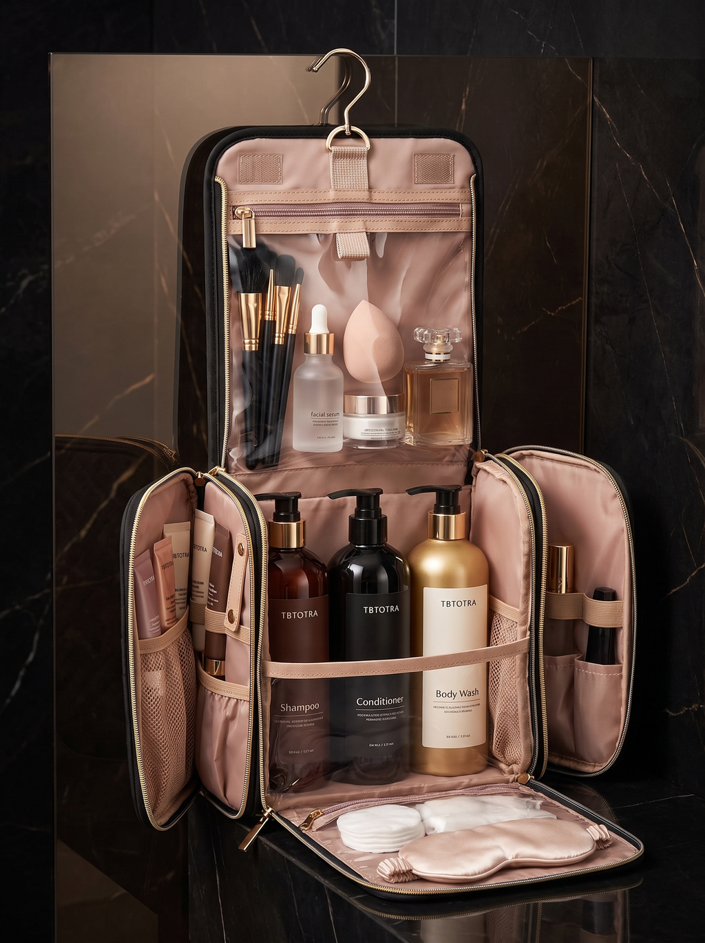 Midnight Vanity™ Hanging Travel Toiletry Bag — Large Capacity | Cindarello Selection