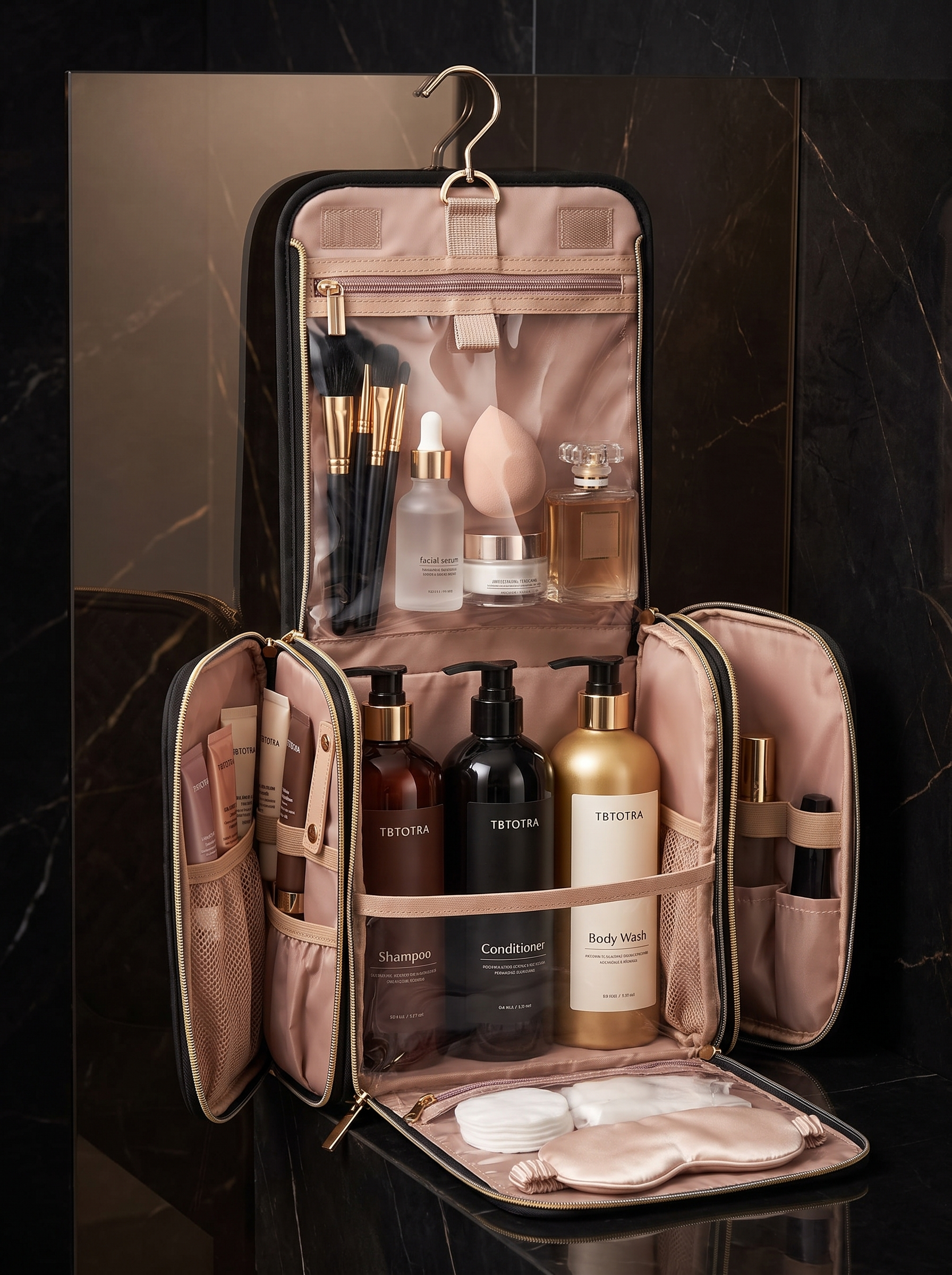 Midnight Vanity™ Hanging Travel Toiletry Bag — Large Capacity | Cindarello Selection