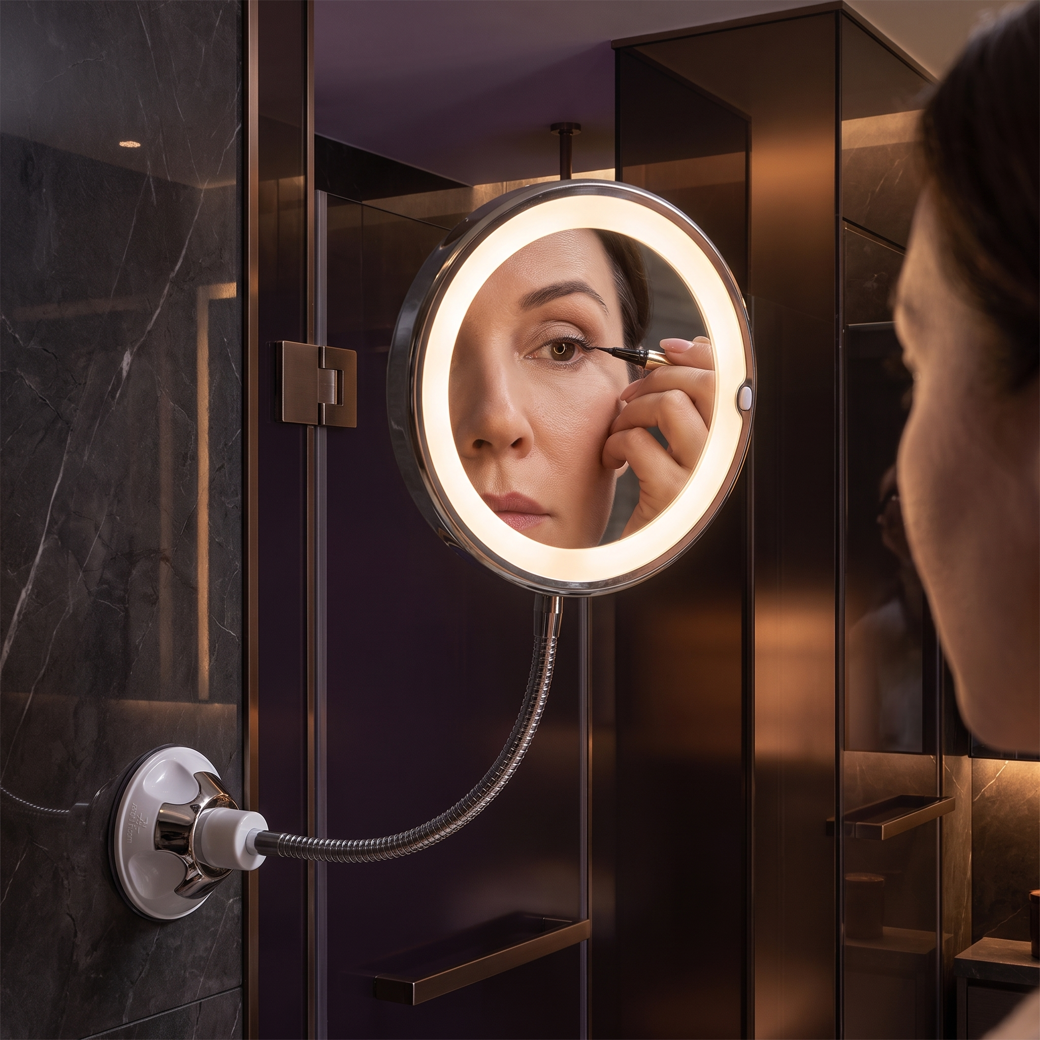 Cindarello Precision Glow™ 10X LED Magnifying Vanity Mirror with Flexible Suction Mount | Cindarello Selection
