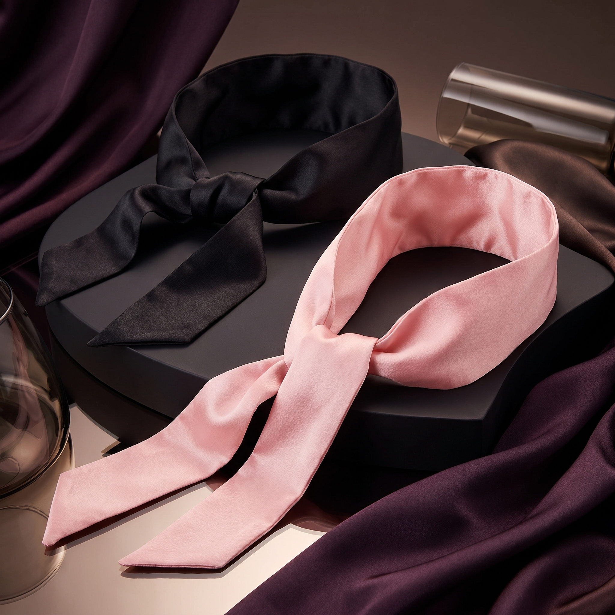 Secret Veil™ Satin Ribbon Blindfold Set — 2 Pieces | Cindarello Selection