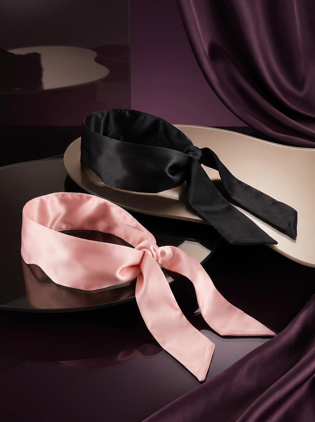 Secret Veil™ Satin Ribbon Blindfold Set — 2 Pieces | Cindarello Selection