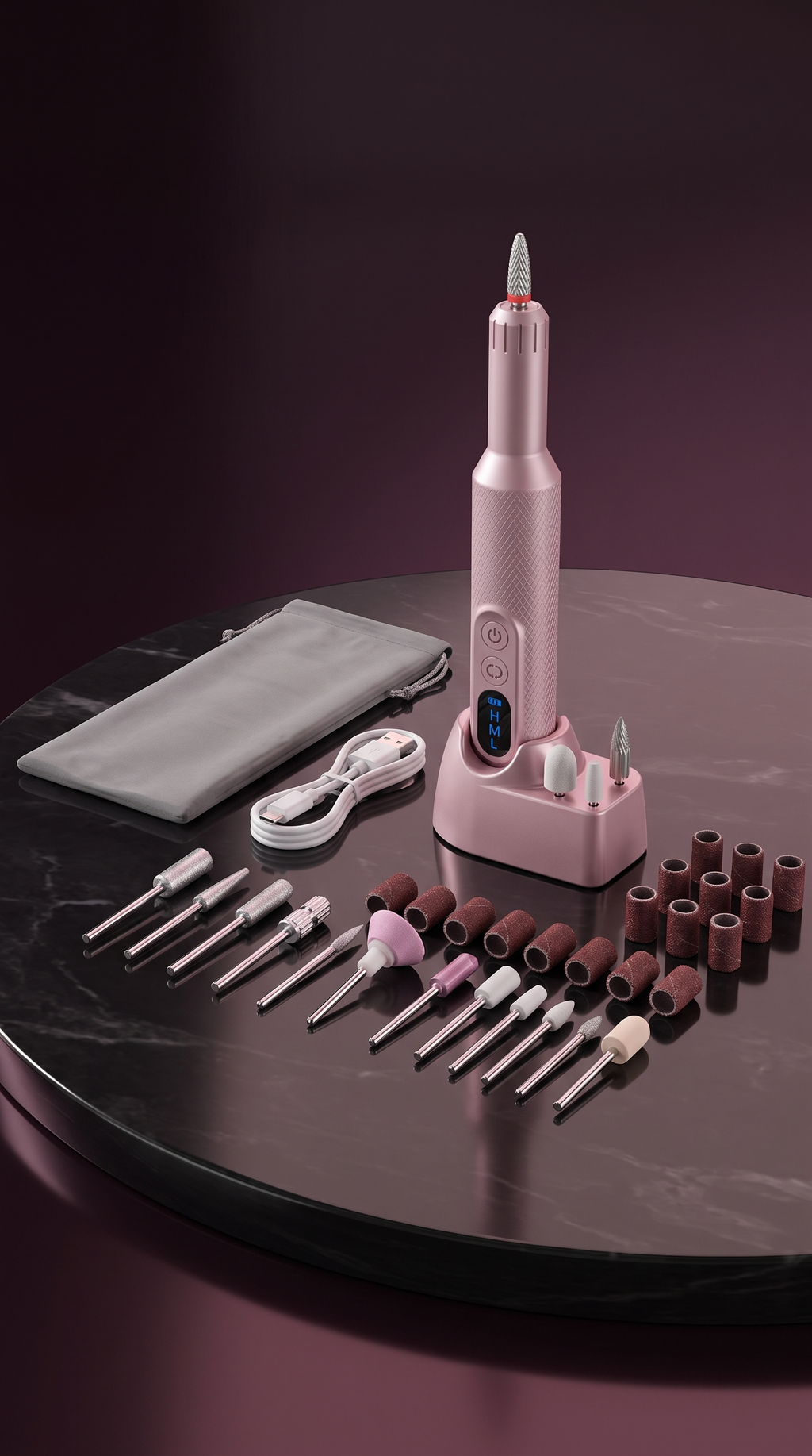 Midgaleuang Rose Precision™ Rechargeable Electric Nail Drill Kit — Pink | Cindarello Selection