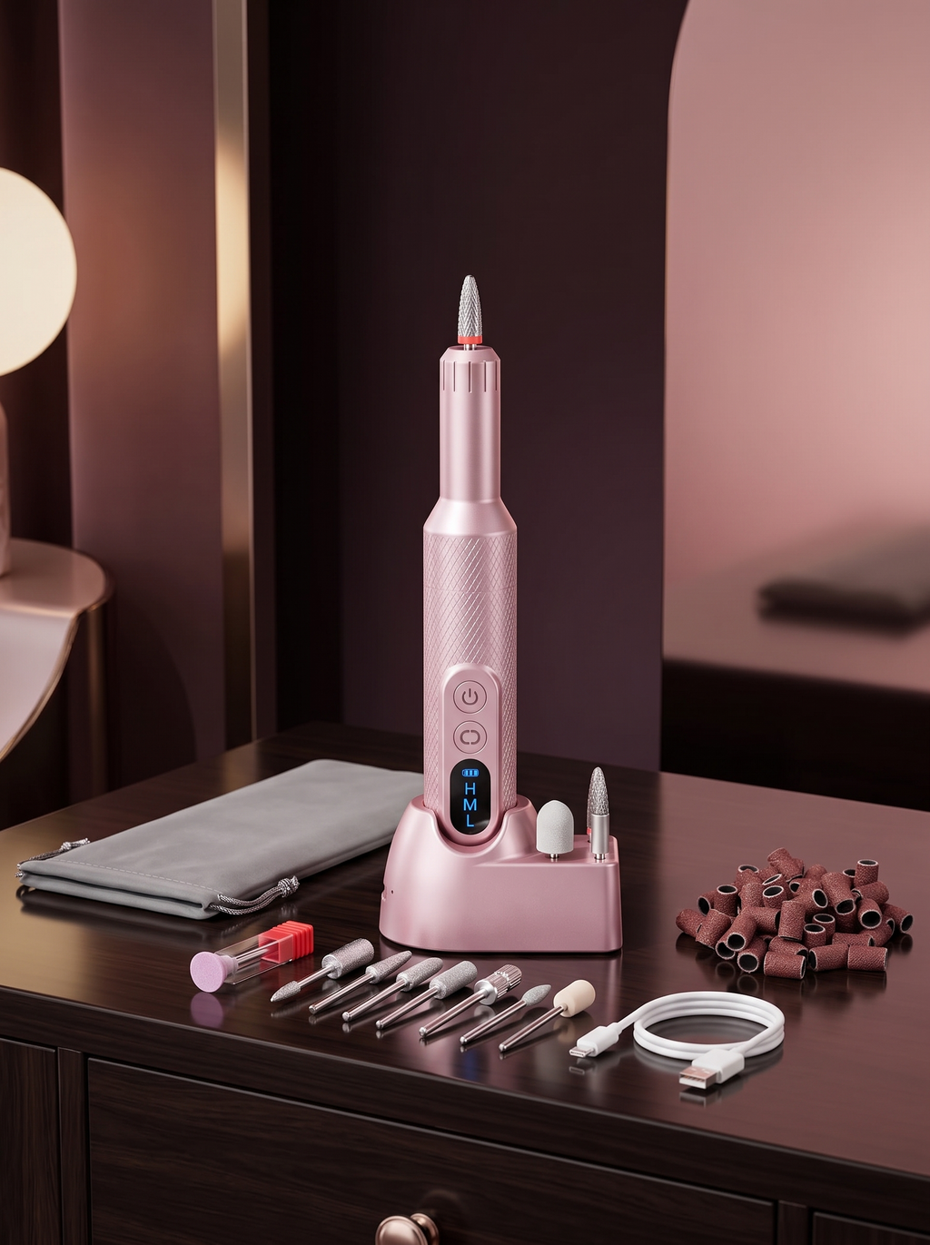 Midgaleuang Rose Precision™ Rechargeable Electric Nail Drill Kit — Pink | Cindarello Selection