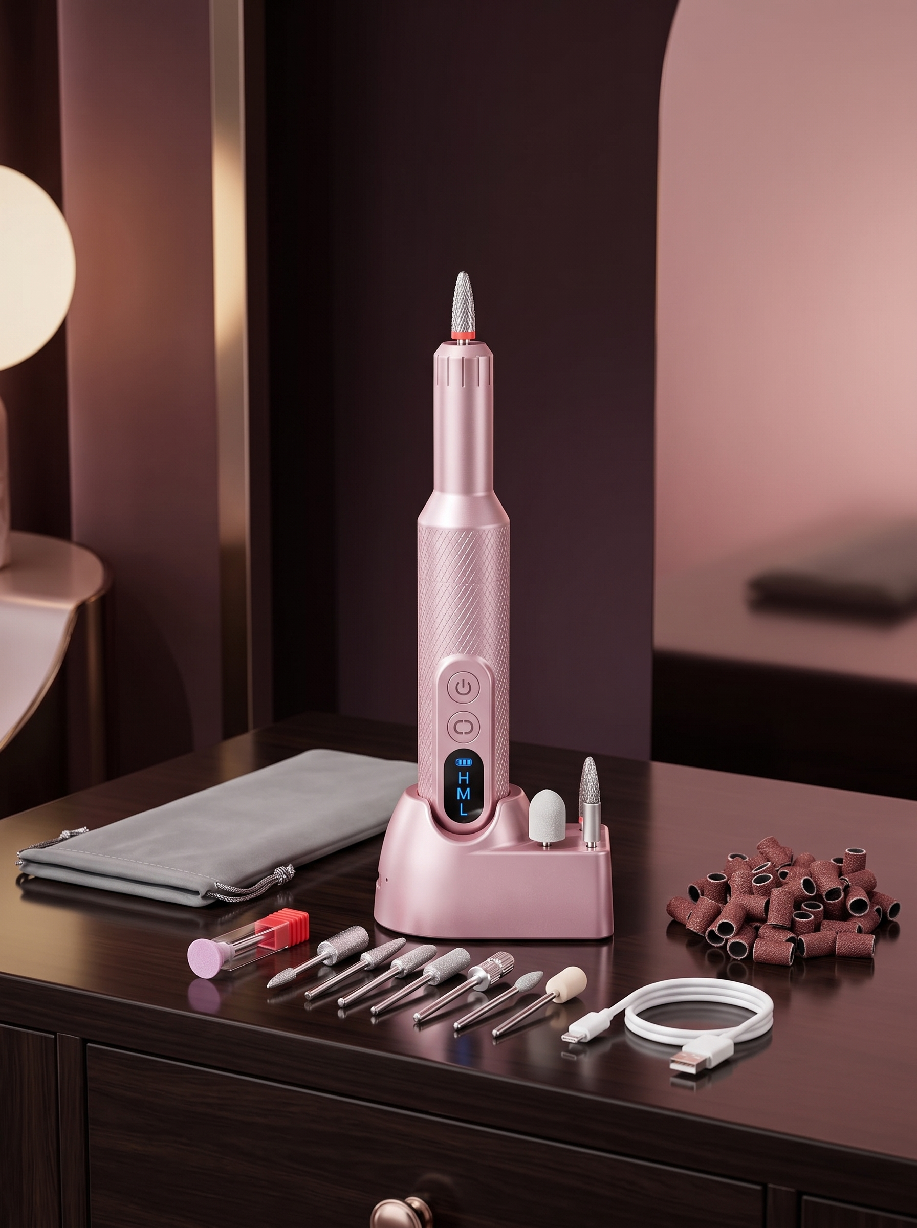 Midgaleuang Rose Precision™ Rechargeable Electric Nail Drill Kit — Pink | Cindarello Selection