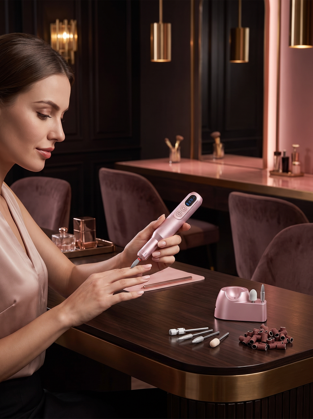 Midgaleuang Rose Precision™ Rechargeable Electric Nail Drill Kit — Pink | Cindarello Selection