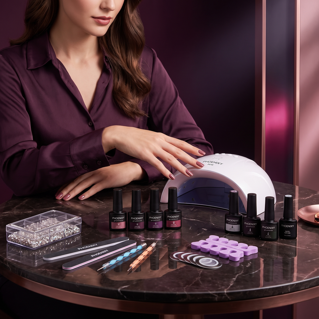 PHOENIXY Chromatic Ritual™ 36-Piece Gel Nail Polish Kit with 36W UV LED Lamp | Cindarello Selection